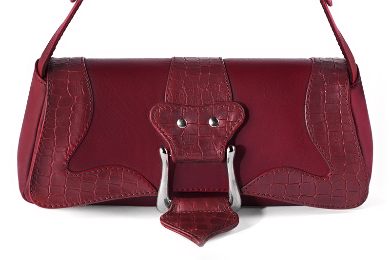 Dress small handbag in burgundy red leather - Profile view